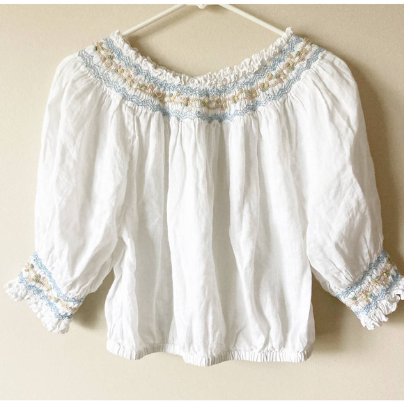 DOEN Alpine Top in Salt Smocked M RARE - Picture 3 of 8